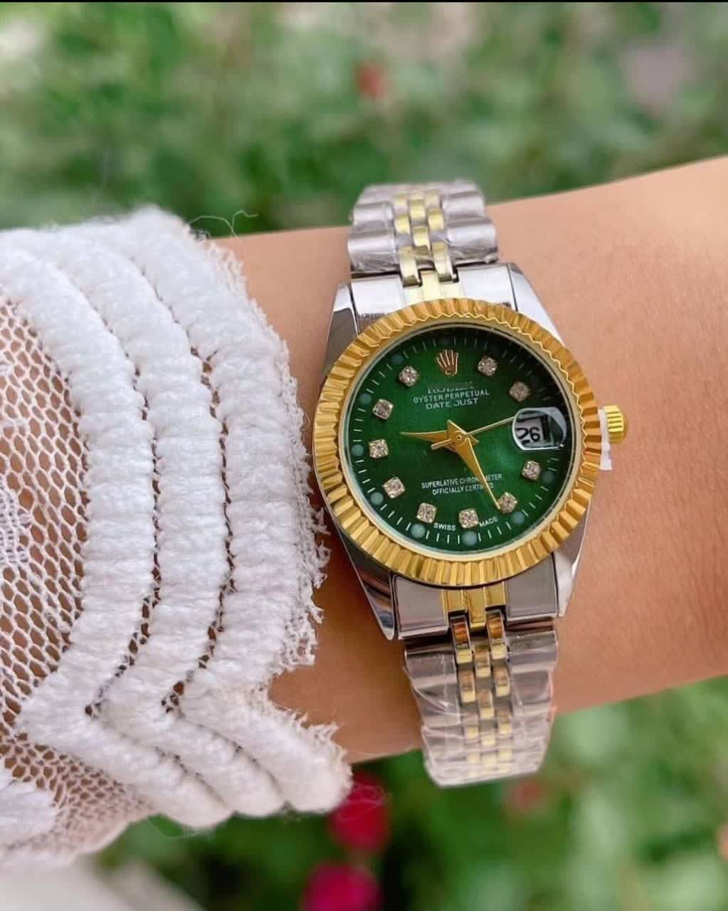 ساعت مچی زنانه برند رولکس Rolex موتور ژاپن سبک دارای روز شمار