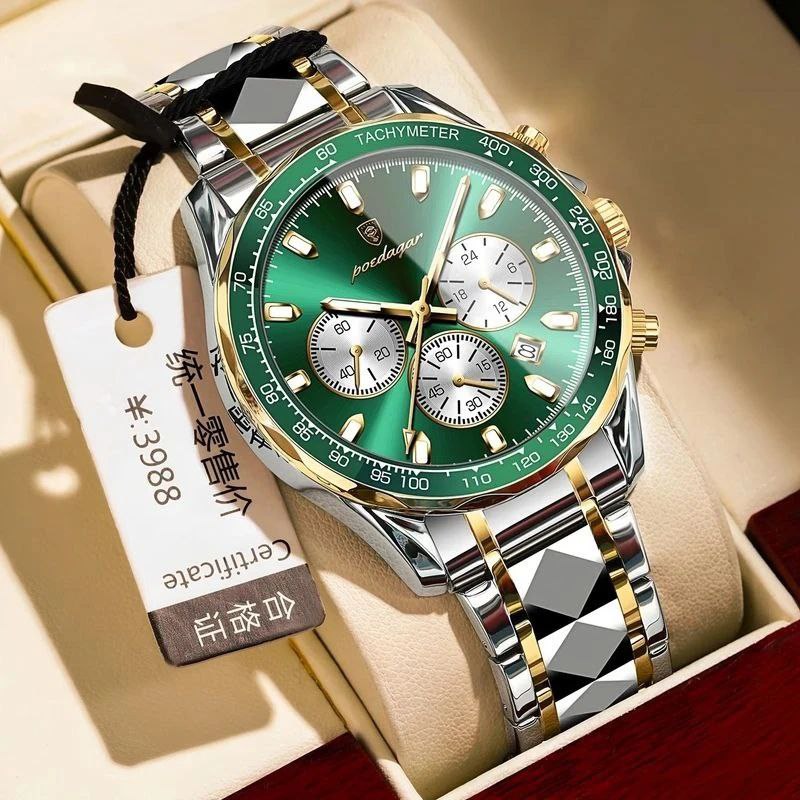 ساعت مچی مردانه برند پوداگار پیشنهاد ویژه ساعتکده تعداد محدود   POEDAGAR اورجینال Model: Gentleman   برای آقایان  موتور شرکتی A++ ۳‌ موتور فعال کرنوگراف دارای روزشمار  بند استیل طرح الماسی قفل استیل کلیپسی شیشه کریستال ضدخش ضدآب 3Atm  ❌۳۰ درصد