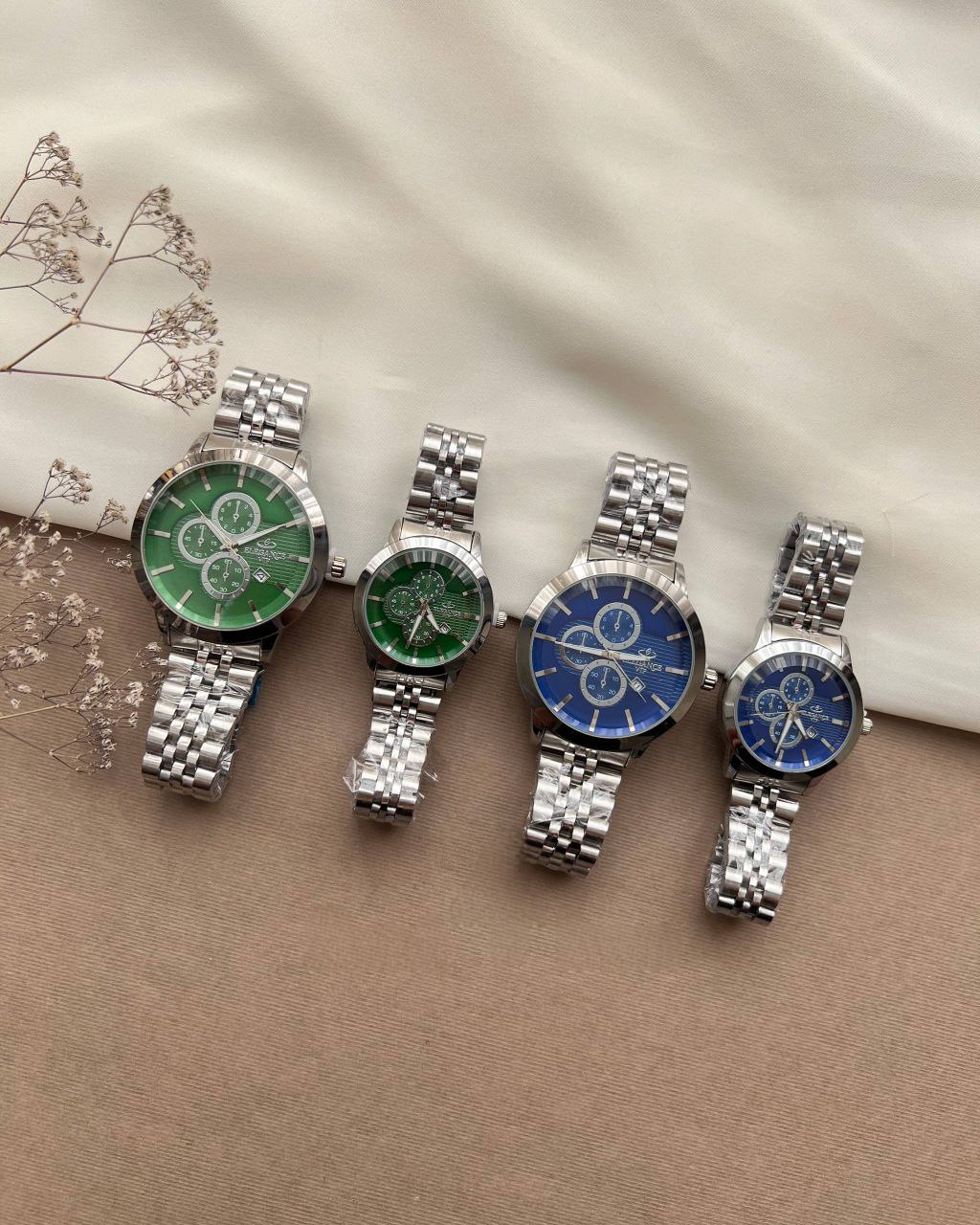 ست ساعت زنانه و مردانه الگانس ELEGANCE  تقویم فعال بهمراه جعبه کادویی و باتری یدکی