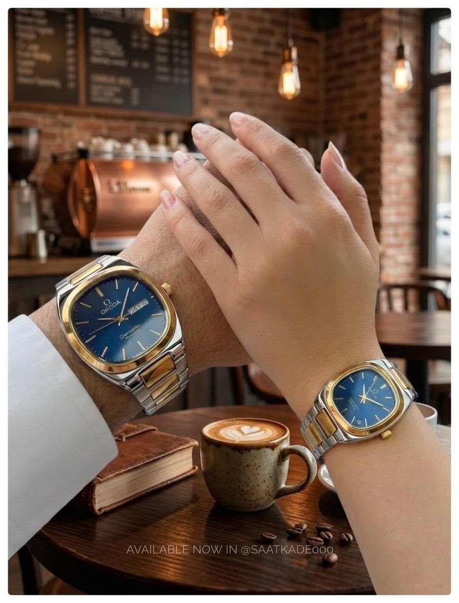 ست ساعت زنانه و مردانه برند امگا OMEGA Couple Watch New Design  ساعت ست بند استیل از برند لاکچری "امگا"  موتور شرکتی گرید A++ نمایشگر ایام ماه و هفته شیشه کریستال نشکن  قاب پشت و بند استیل رنگ ثابت  قفل استیل فشاری