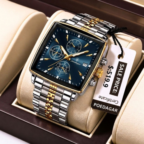 ساعت مچی مردانه 🔘 POEDAGAR 《highe quality》 Original watch پوداگار مناسب آقایان مقاوم دربرابر آب کرنوگراف برندشرکتی اوریجینال دارای روز شمار ضخامت ۱۱میل قطر صفحه ۴۰.۵میل بند استیل فولاد شیشه سافایر شب نما قفل دو پروانه