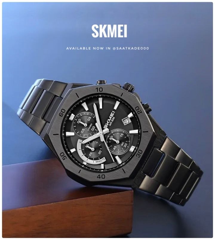 ساعت مچی مردانه پیشنهاد_ویژه #skmei  Skmei 2452 New Design   موتور ژاپن ۳موتور کرنوگراف نمایش ایام ماه ضدآب 3Atm بند استیل شیشه کریستال ضدخش قفل استیل پروانه‌ای