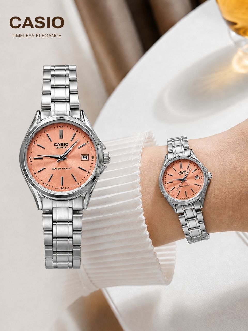 ساعت مچی زنانه ☑️CASIO      ☆☆☆☆  ▪︎high quality👌  >  زنونه پرطرفدار کاسیو<<  ✅ مونتاژ با کیفیت بالاتر(پریمیوم)   قفل کلیپسی دارای روز شمار  مقاوم دربرابر آب  بند استیل موتور کوارتز  رنگ سیلور