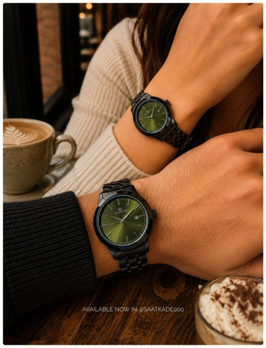 ست ساعت زنانه و مردانه الگانس Elegance Couple Watch ❌ساعت ست بند استیل از برند " الگانس " موتور شرکتی درجه یک دارای روزشمار بند استیل شیشه برجسته نشکن قفل استیل پروانهای