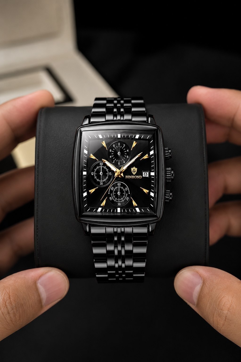 ساعت مچی مردانه ☑️BIN BOND   《highe quality》       🫆Original watch               ⌚️بین باند مدلی نو  مناسب آقایان   مقاوم دربرابر آب کرنوگراف  برندشرکتی اوریجینال    دارای روز شمار  ضخامت ۱۱میل  قطر صفحه ۴۰.۵میل بند استیل فولاد شیشه سافایر  شب نما قفل دو پروانه  موتور کوارتز