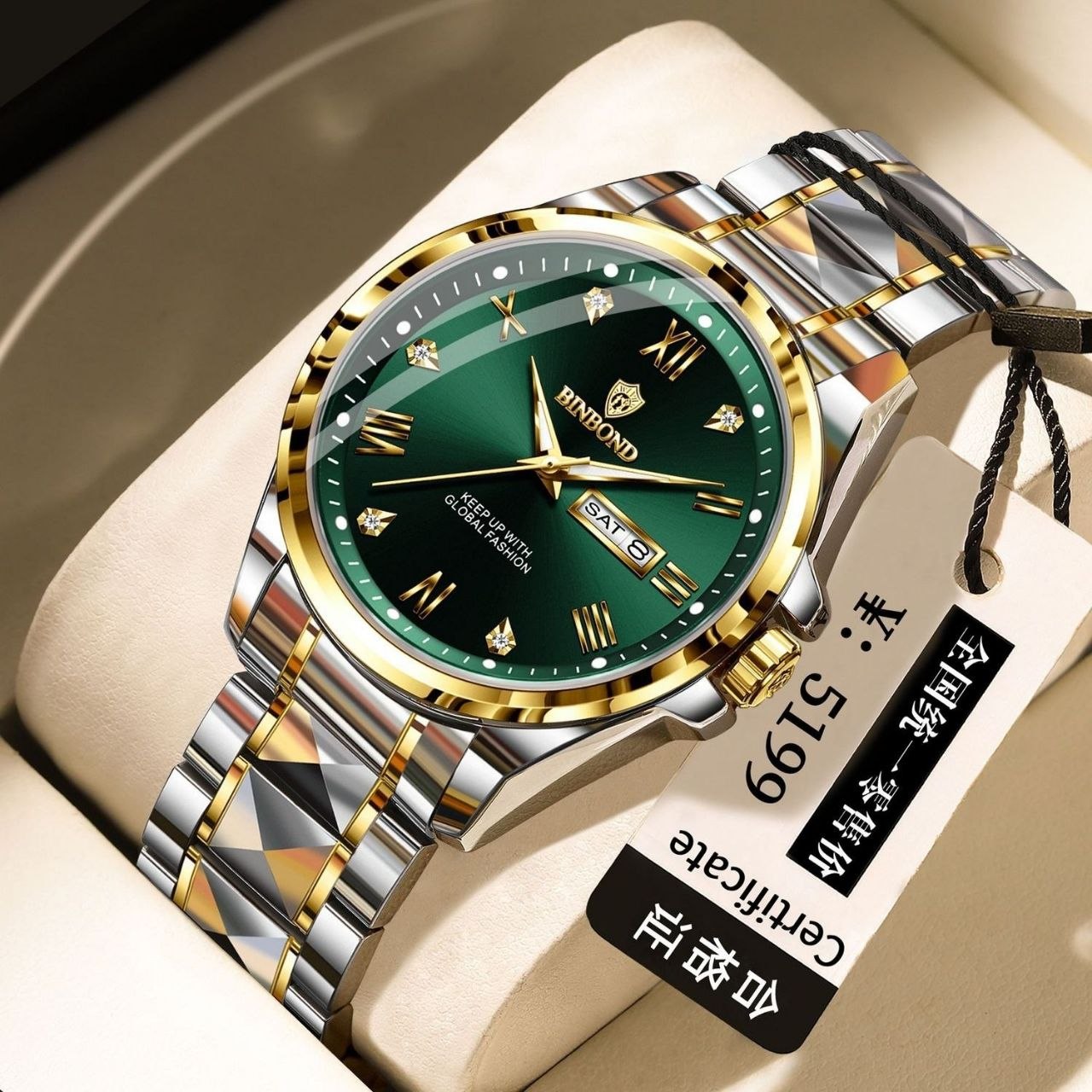 ساعت مچی مردانه ☑️BIN BOND   New collection  😍   《highe quality》       🫆Original watch               ⌚️بین باند مدلی نو  ✨شارژجدید _در شش رنگ   مقاوم دربرابر آب برندشرکتی اوریجینال   شب نما دارای روز شمار  ایام هفته  بند استیل فولاد قفل دو پروانه  موتور کوارتز