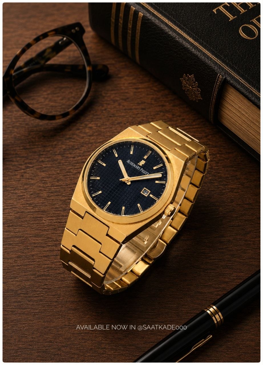 ساعت مچی مردانه Audmars Piguet AP   برای آقایان  موتور شرکتی درجه یک دارای روزشمار قاب پشت و بند استیل طلایی شیشه کریستال ضدخش قفل استیل اصلی