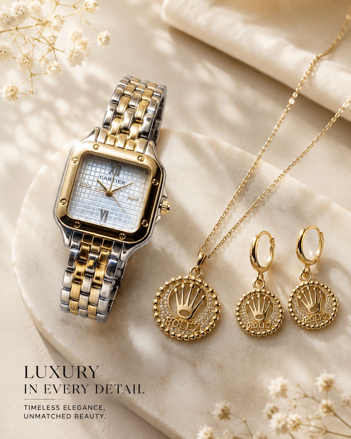 ست ساعت زنانه Cartier  #مجلسی   کیفیت رنگ عالی بندزنجیری درجه یک قفل دستبندی لاکی دارای نگین  الماسی صفحه طرح لوگو به همراه جعبه هدیه