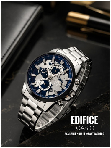 ساعت مچی مردانه Edifice Casio Universe برای آقایان موتور تایوان تحت لیسانس کاسیو ۳ موتور فعال کرنوگراف نمایشگر ایام ماه شیشه سافایر ضدخش بند استیل قاب پشت استیل قفل استیل پروانهای