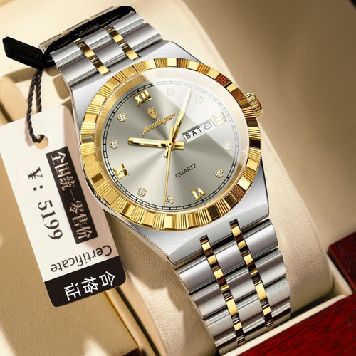 ساعت مچی مردانه ☑️poedagar New collection ✨️ Original watch 《highe quality》 🔥پوداگار دارای روز شمار ایام هفته صفحه شب نما برند شرکتی بند استیل قطر صفحه ۴۲ میل ضدآب تا عمق بالا شیشه معدنی رنگ ثابت قفل سگک دوپروانه ای موتور کوارتز